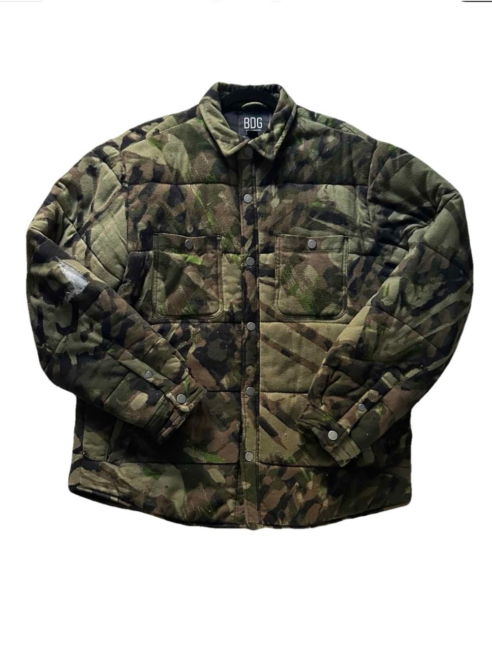 BDG Men's Olive & Brown Camouflage Quilted Field Jacket